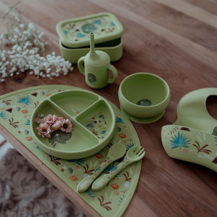 Set couverts bébé fourchette et cuillère en silicone, Animaux
