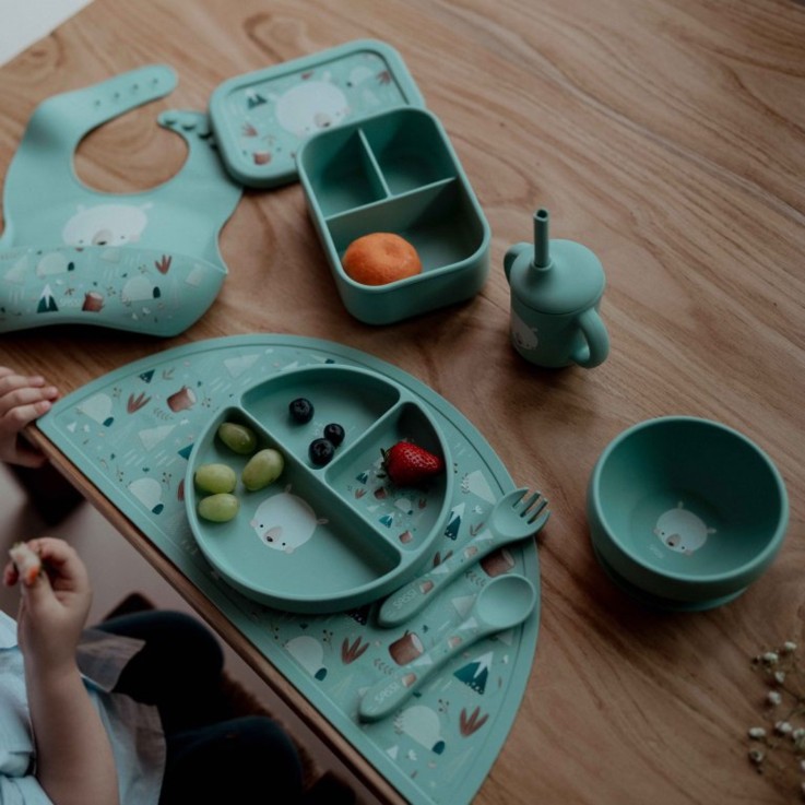 Set couverts bébé fourchette et cuillère en silicone, Animaux