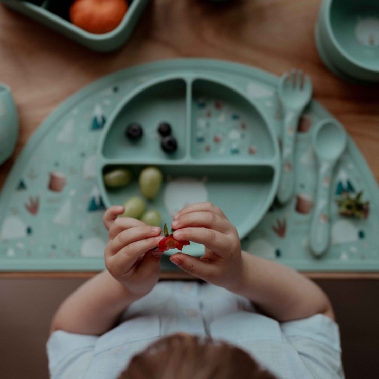 Set couverts bébé fourchette et cuillère en silicone, Animaux