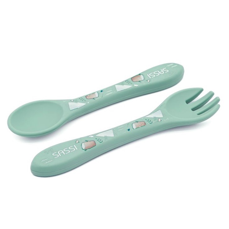 Set couverts bébé fourchette et cuillère en silicone, Animaux