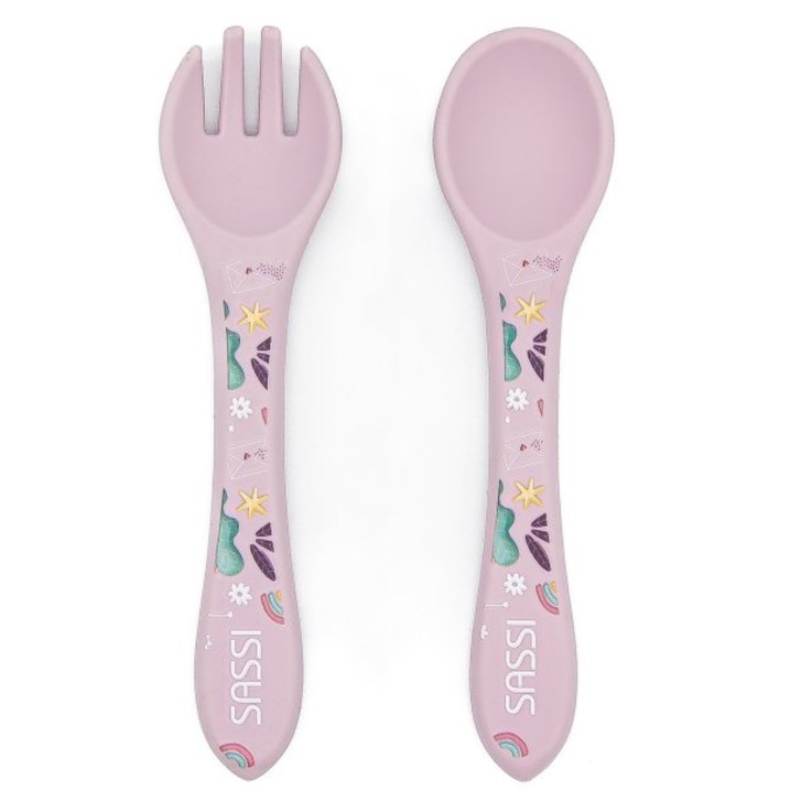 Set couverts bébé fourchette et cuillère en silicone, Animaux