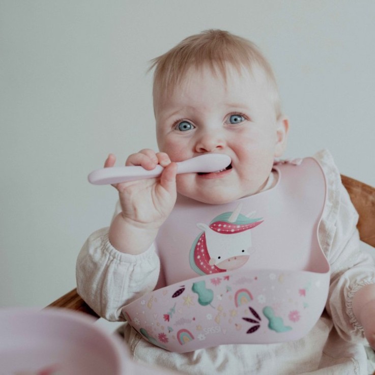 Set couverts bébé fourchette et cuillère en silicone, Animaux