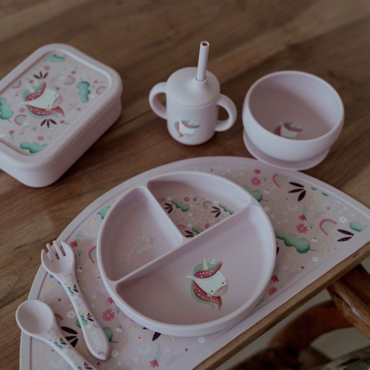 Set couverts bébé fourchette et cuillère en silicone, Animaux