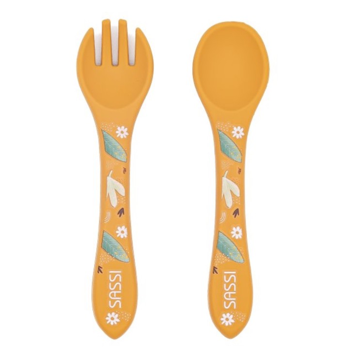 Set couverts bébé fourchette et cuillère en silicone, Animaux