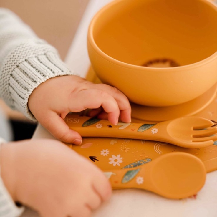 Set couverts bébé fourchette et cuillère en silicone, Animaux