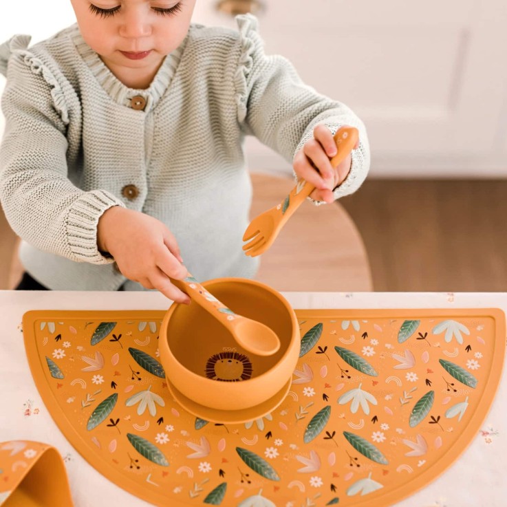 Set couverts bébé fourchette et cuillère en silicone, Animaux