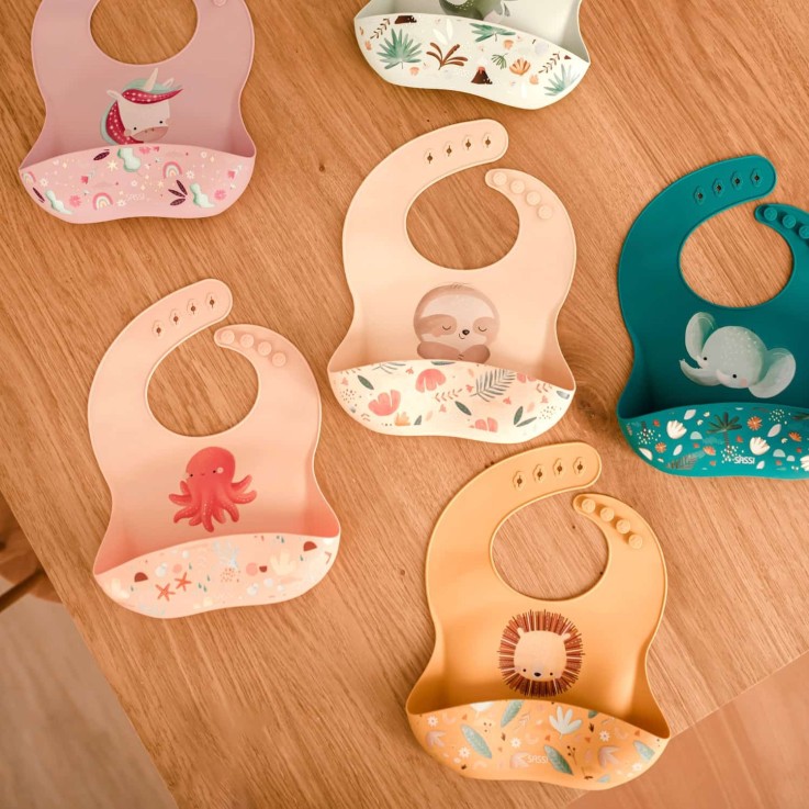 Bavoir récupérateur en silicone, Animaux