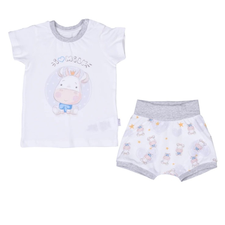 Ensemble t-shirt et short bébé en coton bio, Milk