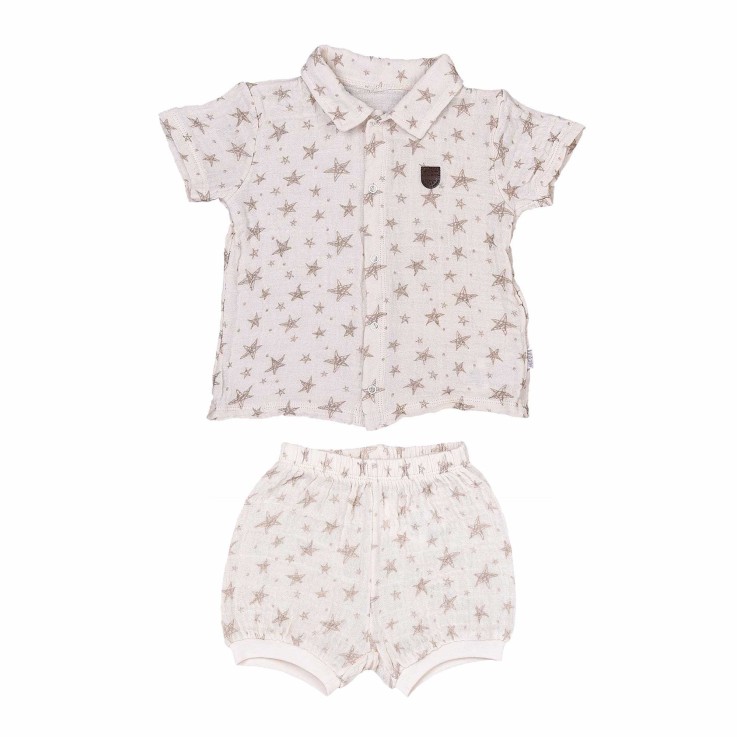 Ensemble t-shirt et short bébé en coton biologique, SACHA