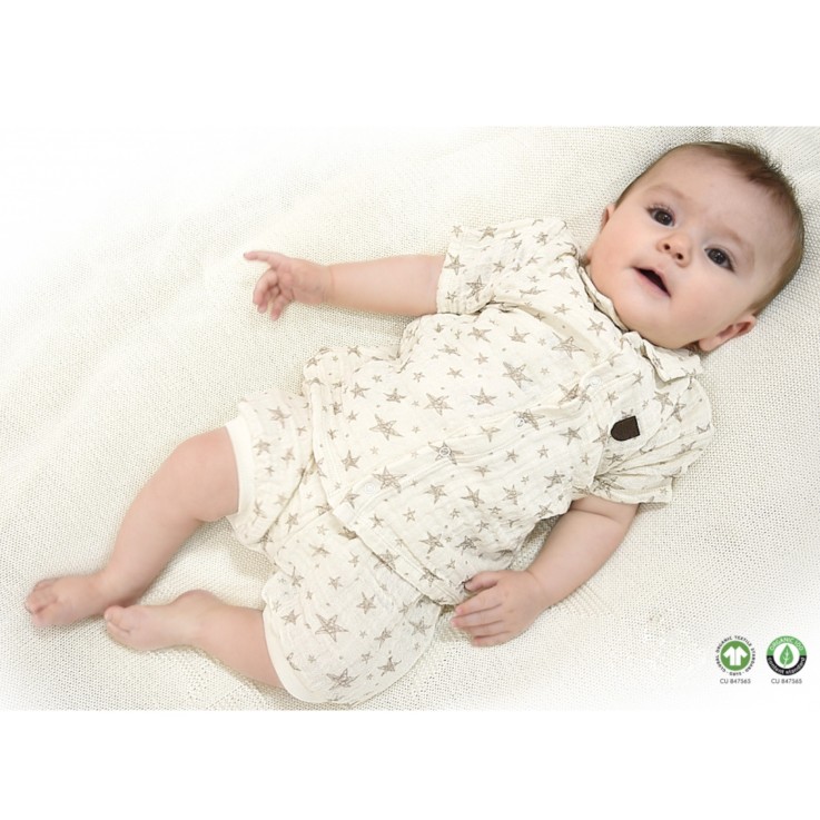 Ensemble t-shirt et short bébé en coton biologique, SACHA