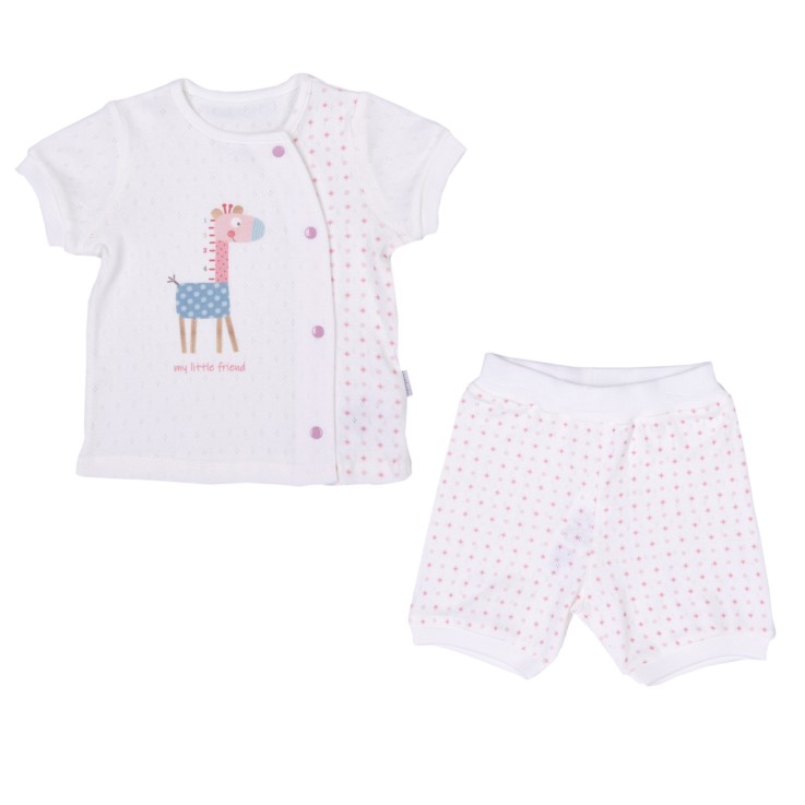 Ensemble t-shirt et short bébé en coton bio, Girafe
