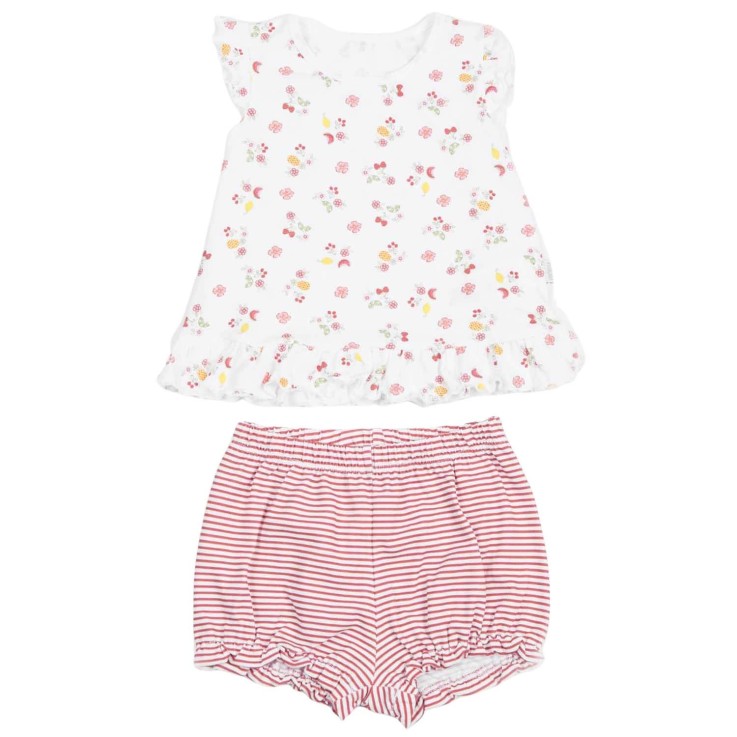 Ensemble t-shirt et short bébé en coton biologique, Cerise