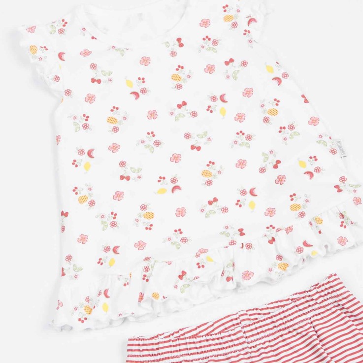 Ensemble t-shirt et short bébé en coton biologique, Cerise