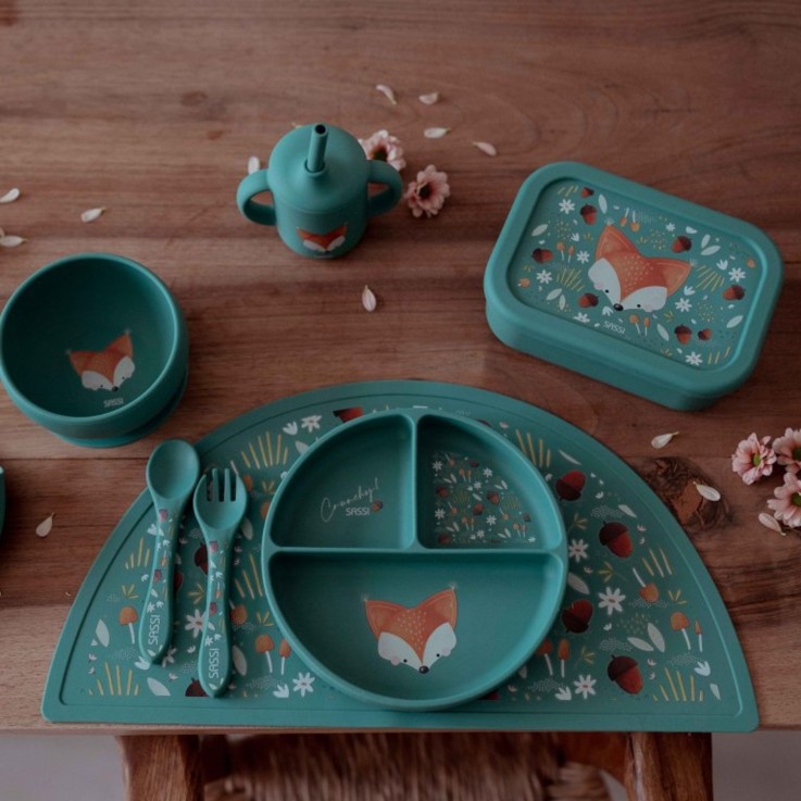 Assiette compartimentée en silicone avec ventouse, Animaux