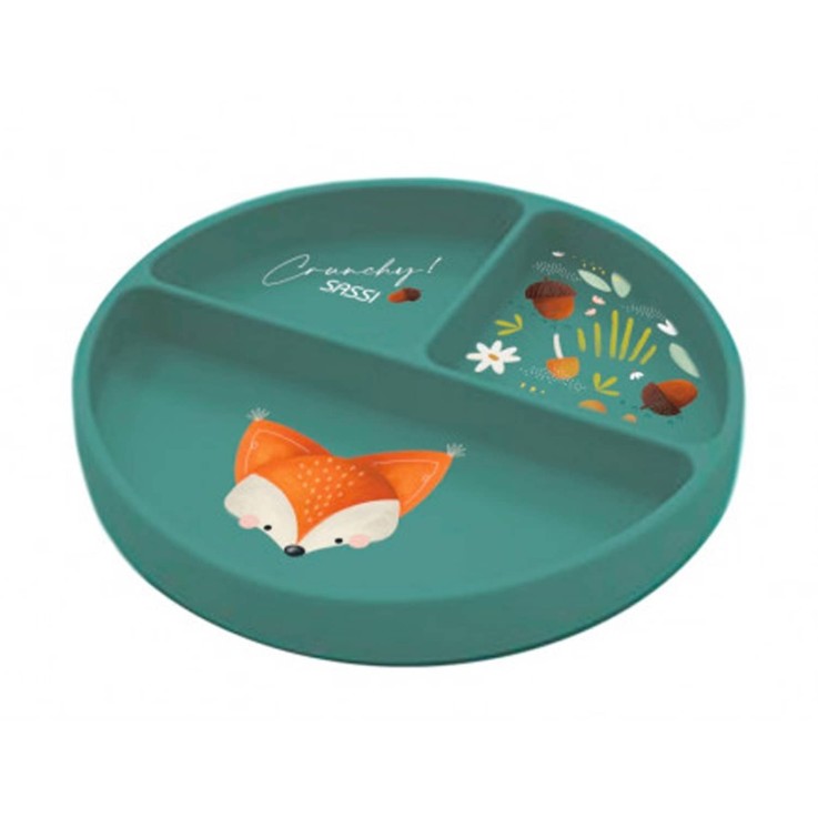 Assiette compartimentée en silicone avec ventouse, Animaux