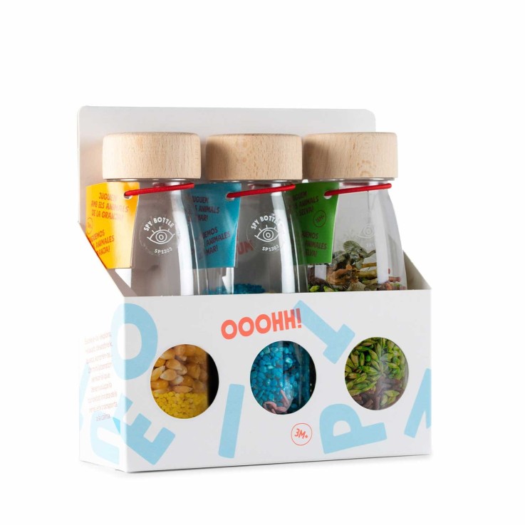 Lot de 3 bouteilles sensorielles, Nature