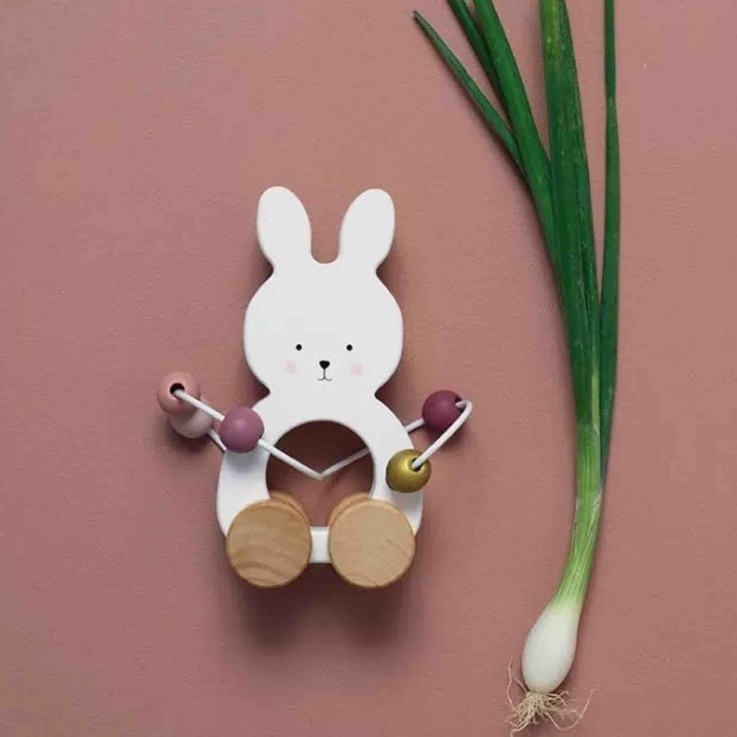 Jouet en bois à tirer, Boulier Lapin