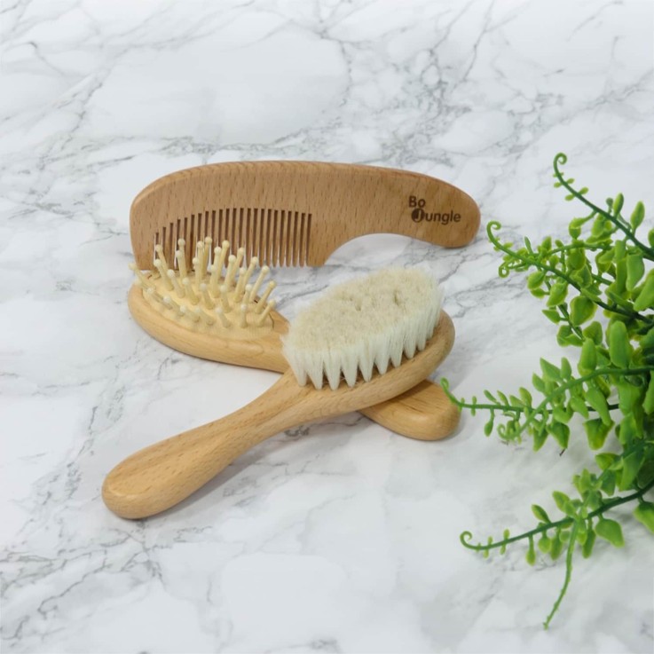 Set brosses et peigne en bois naturel pour bébé