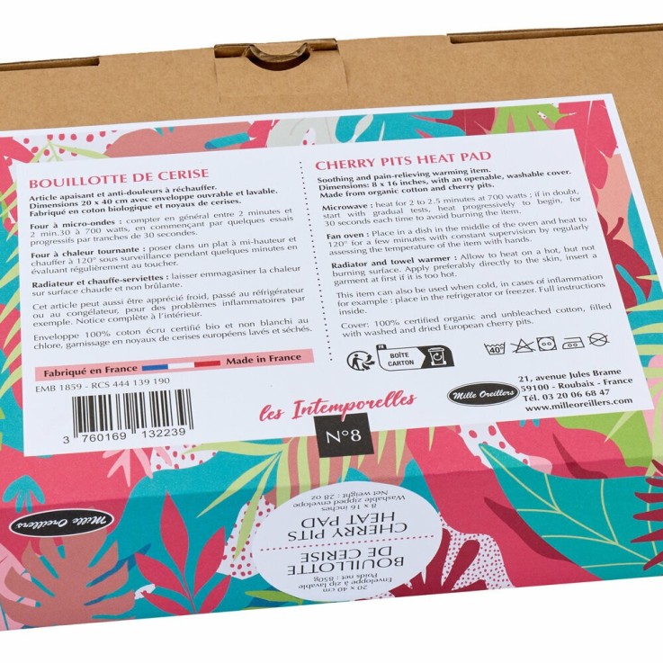 Bouillotte de Cerise L'Intemporelle n°8 - Motif jungle rose