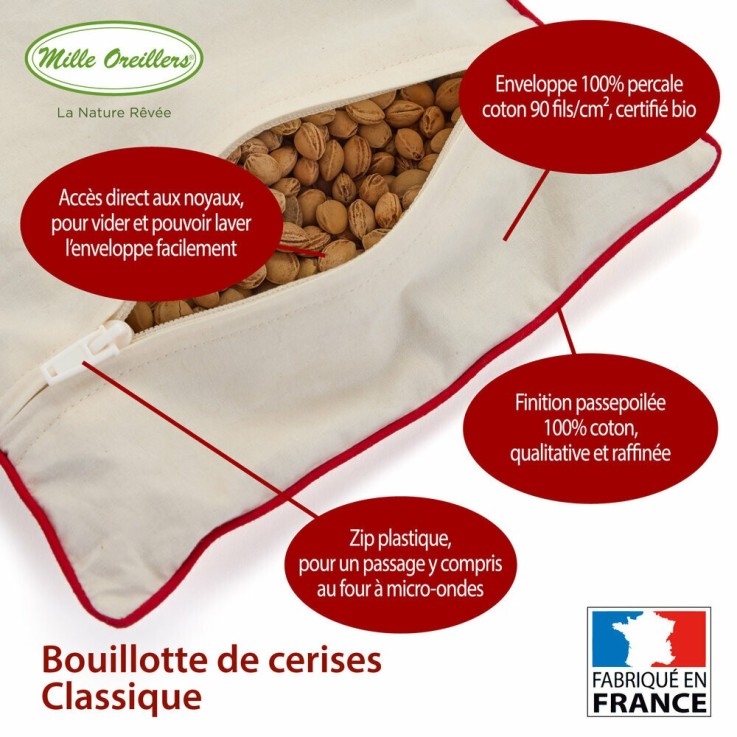 Bouillotte aux noyaux de cerises et coton bio