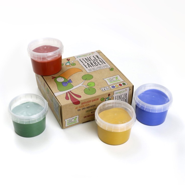 Peinture à doigts "Aki" naturelle & vegan bio, Set de 4 pots