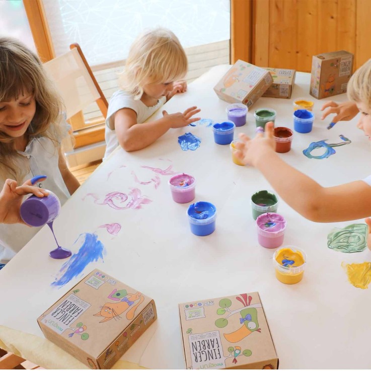 Peinture à doigts "Aki" naturelle & vegan bio, Set de 4 pots
