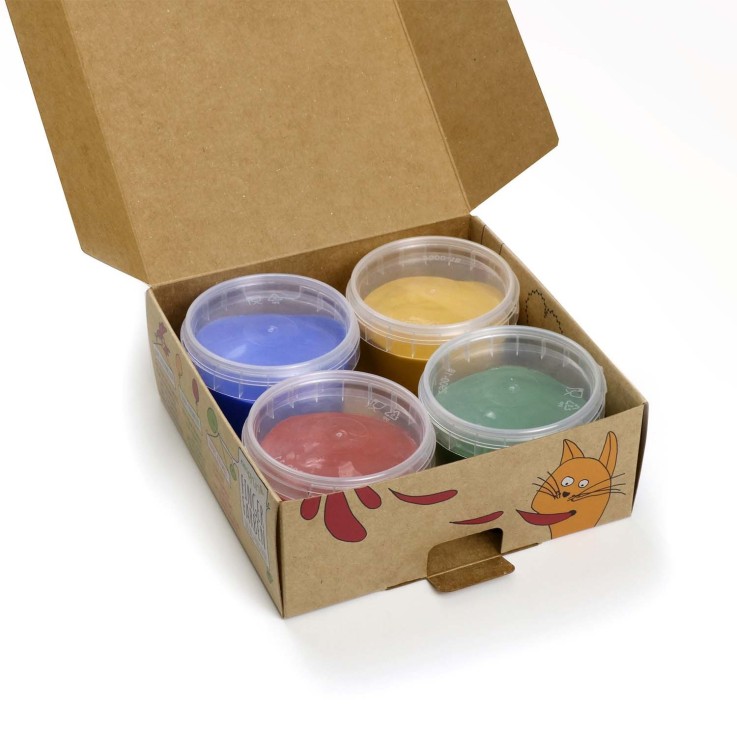 Peinture à doigts "Aki" naturelle & vegan bio, Set de 4 pots