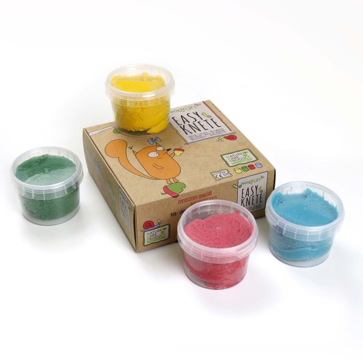 Pâte à modeler "Yuki" naturelle & vegan bio, Set de 4 pots