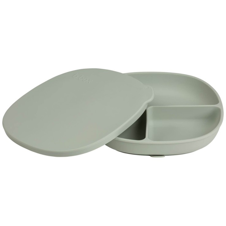 Assiette bébé silicone ventouse avec couvercle