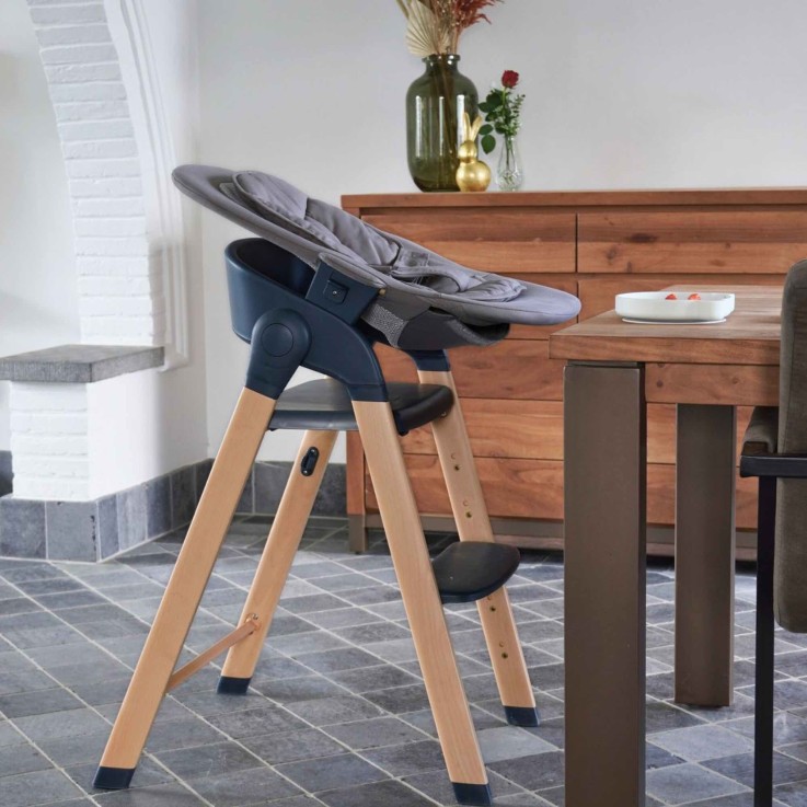 Pack chaise haute et transat évolutif Grow With Me Shady Grey