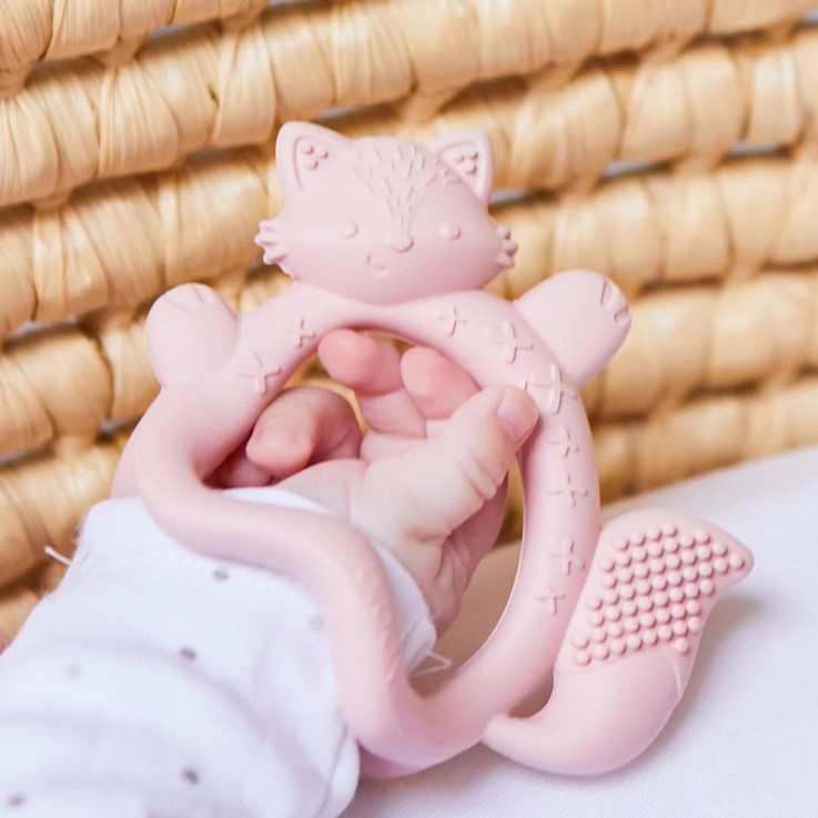Bracelet de dentition bébé en silicone, Renard