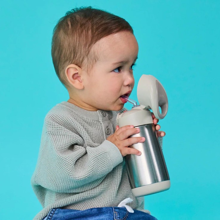 Gourde isotherme enfant en inox avec paille anti-fuite 350ml