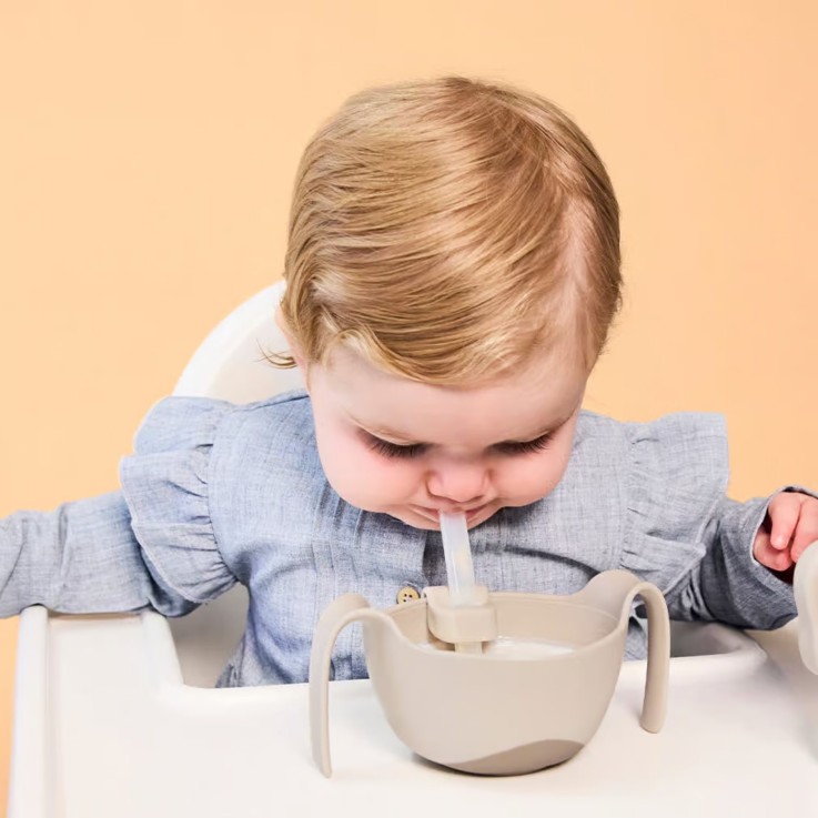 Bol d'apprentissage bébé 3 en 1 avec paille et snack