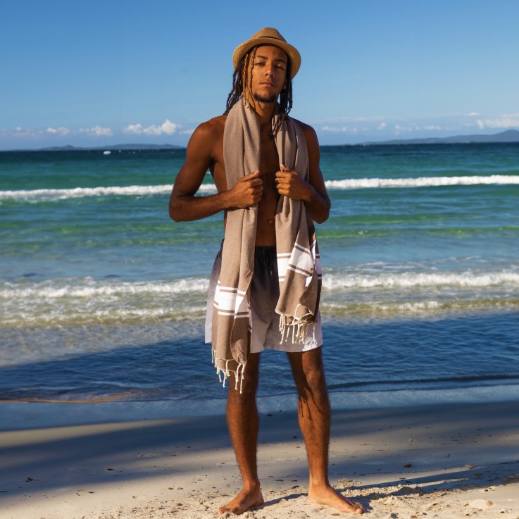 Fouta serviette plage anti sable coton recyclé 1x2 m Koh Lipe