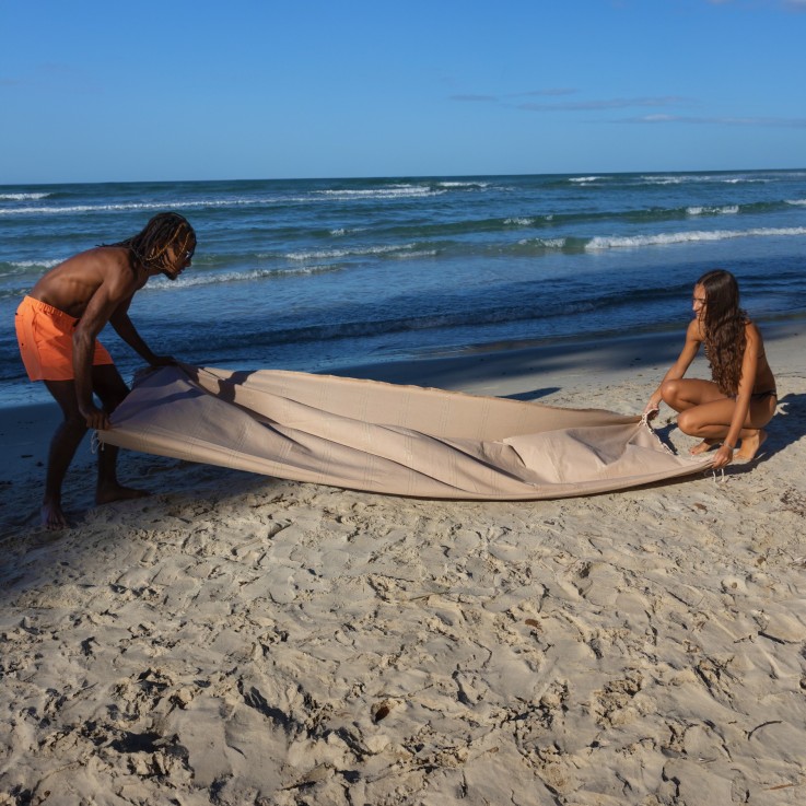 Fouta serviette plage XXL coton recyclé 2x3 m Bali
