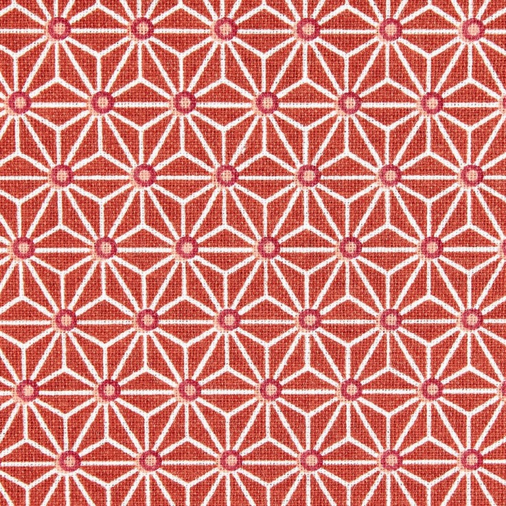Taie pour Oreiller Japonais Makura - Motif Asanoha rouge tomette et blanc