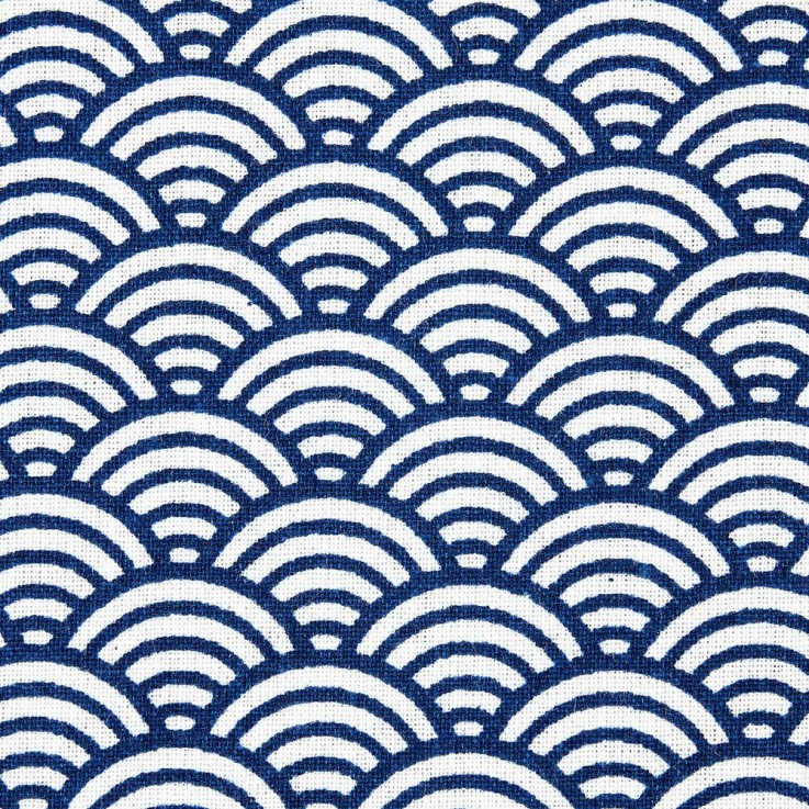 Taie pour Oreiller Japonais Makura - Motif Seigaiha Vagues bleu et blanc
