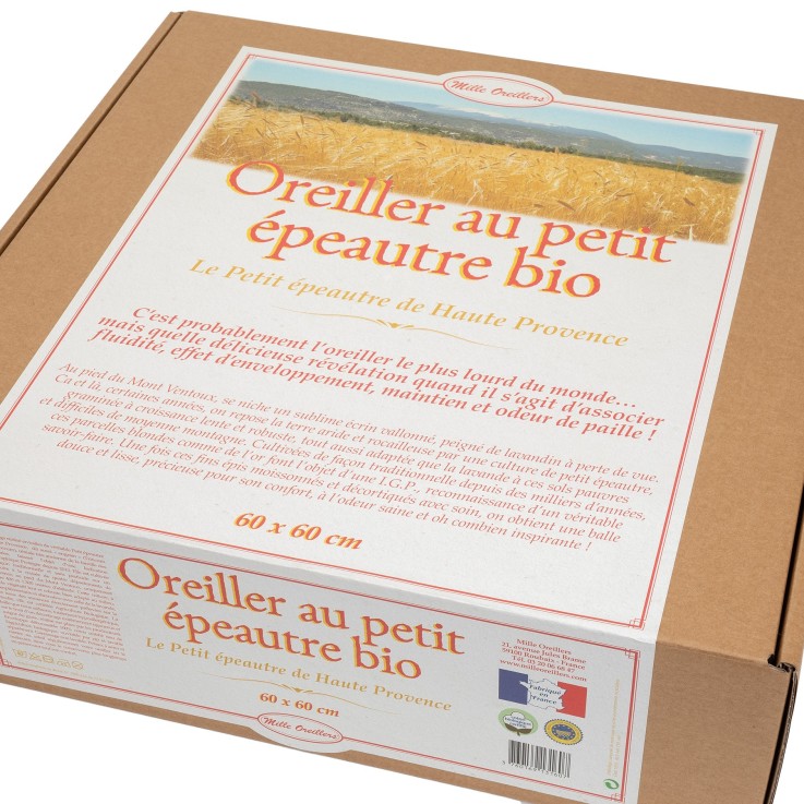 Oreiller au Petit épeautre bio de Provence 60 x 60 cm