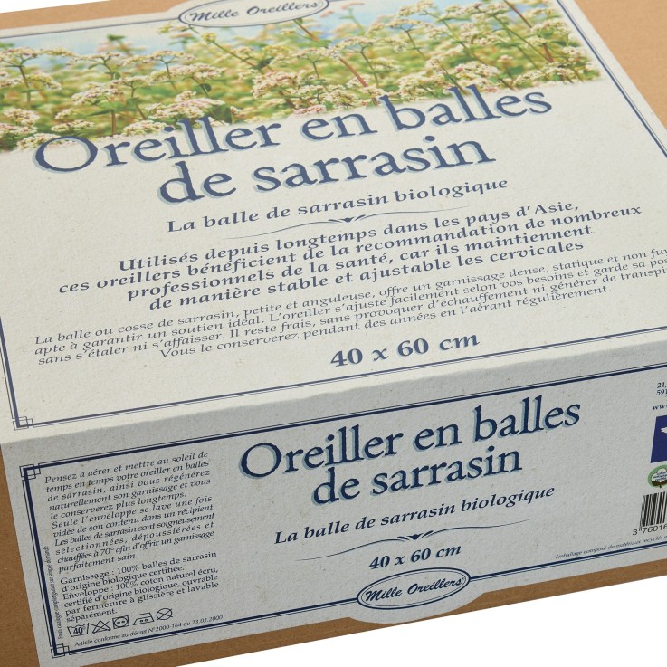 Oreiller en balles de Sarrasin bio 40 x 60 cm