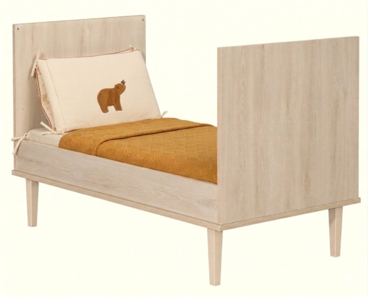 Lit bébé évolutif 70x140 sur pieds- Little Big Bed en bois décor hêtre cendré