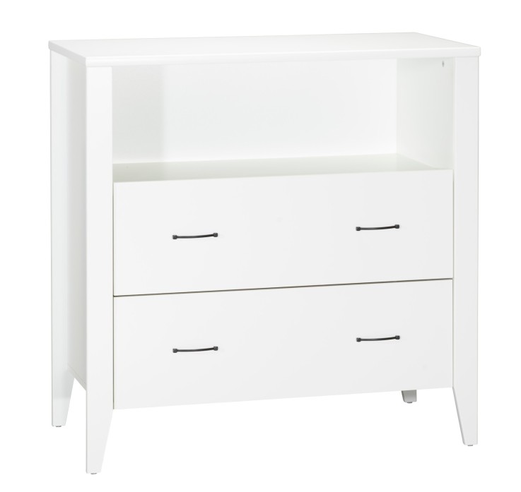 Commode à langer 2 tiroirs 96x95cm et une niche poignées métal