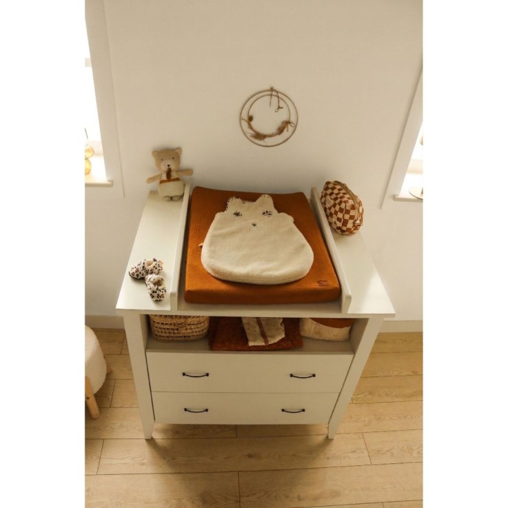 Commode à langer 2 tiroirs 96x95cm et une niche poignées métal