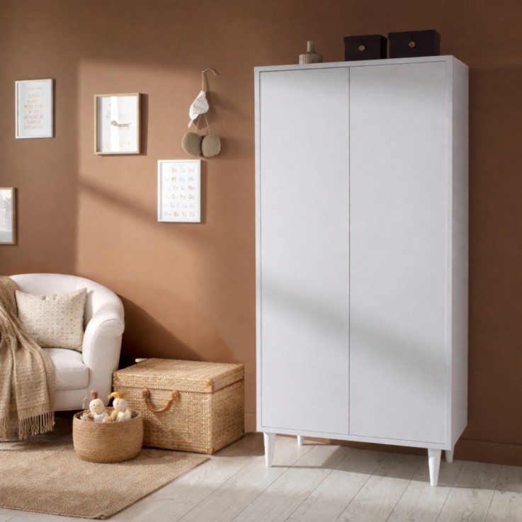 Armoire 2 portes avec étagères et penderie 87x185cm - ouverture push