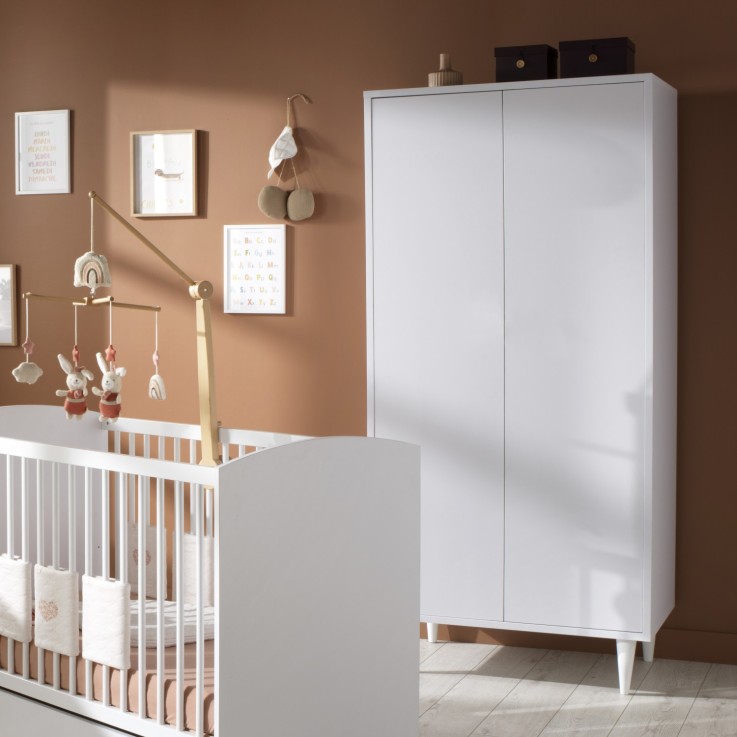 Armoire 2 portes avec étagères et penderie 87x185cm - ouverture push