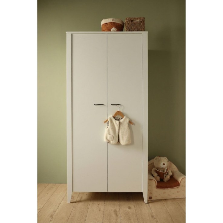 Armoire 2 portes avec étagères et penderie 94x201cm - poignées métal