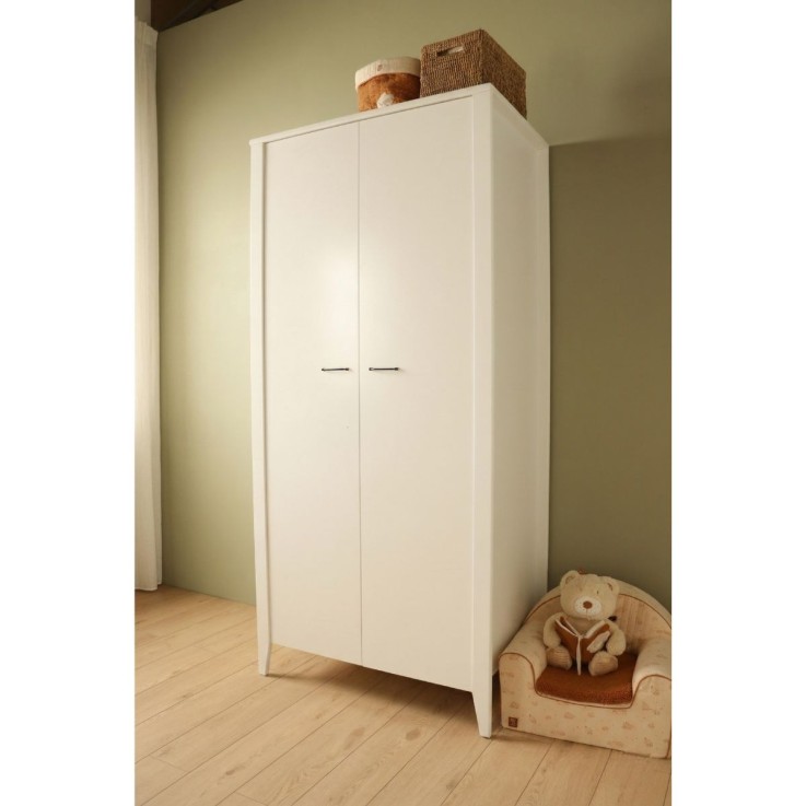 Armoire 2 portes avec étagères et penderie 94x201cm - poignées métal