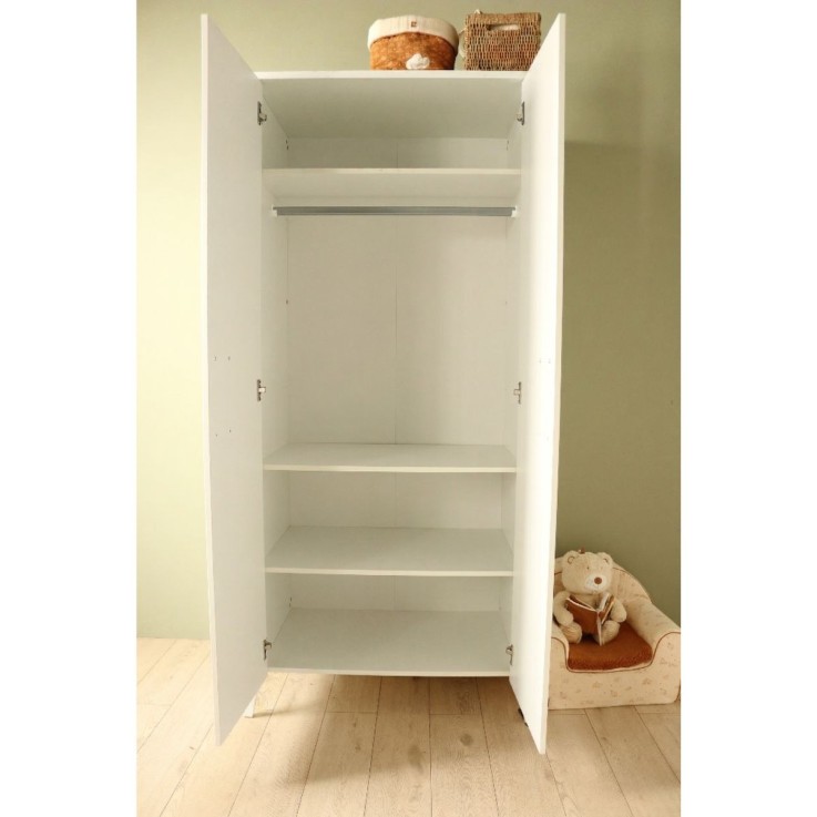 Armoire 2 portes avec étagères et penderie 94x201cm - poignées métal