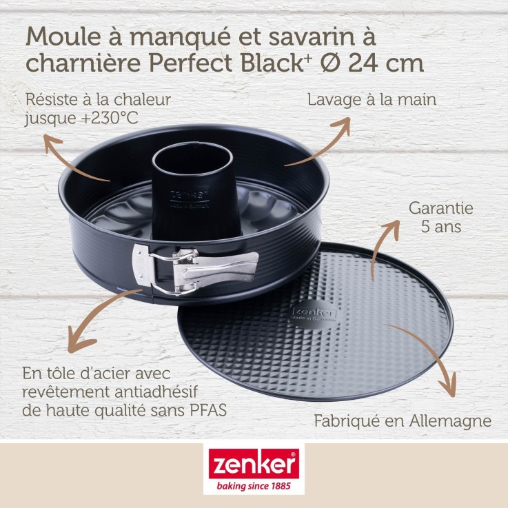Moule à manqué et à savarin double fond 24 cm Zenker PerfectBack+