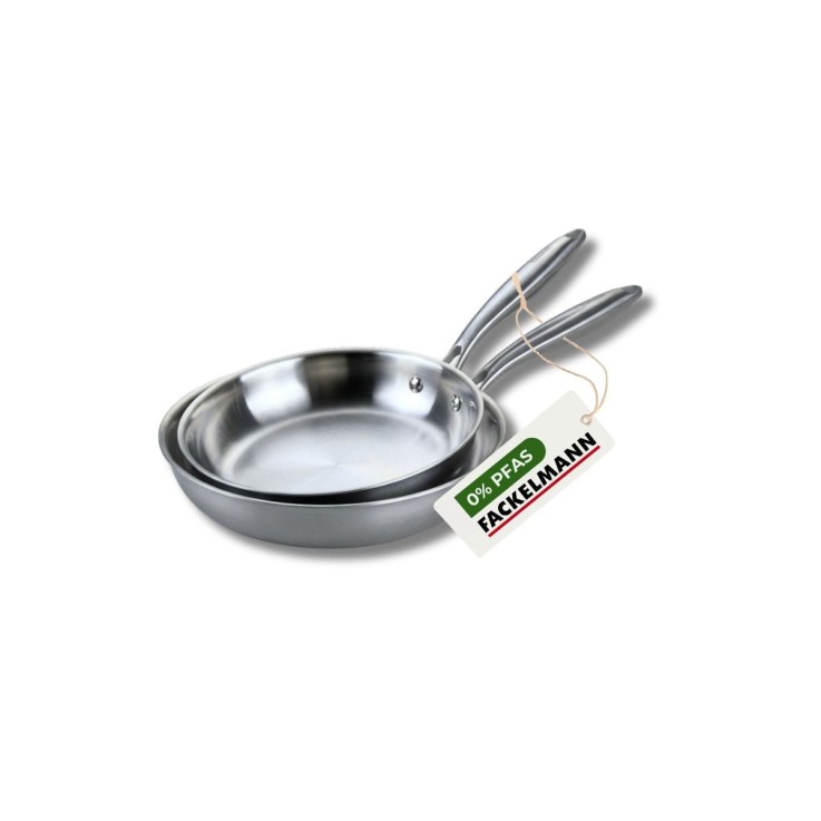 Lot de 2 poêles de cuisson 20/24 cm en inox sans PFAS Fackelmann Vita3