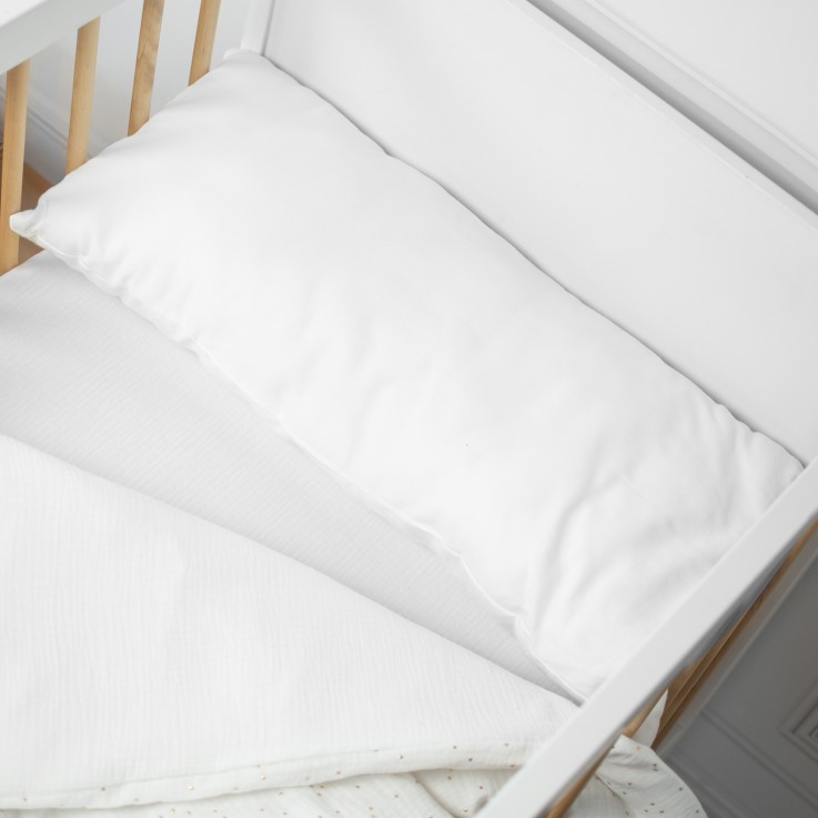 Oreiller traversin plat moelleux pour enfant en satin de coton